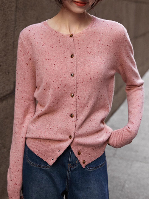 Grace Classic Crew Neck Solid Color Knitted Cardigan